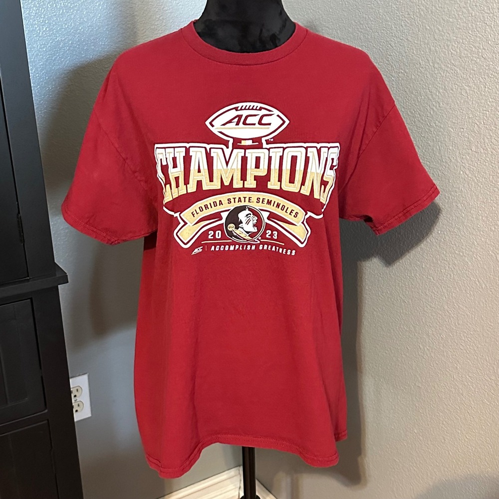 Florida State Graphic T-Shirt Large Seminoles ACC Champions‎ 2023 Blue 84